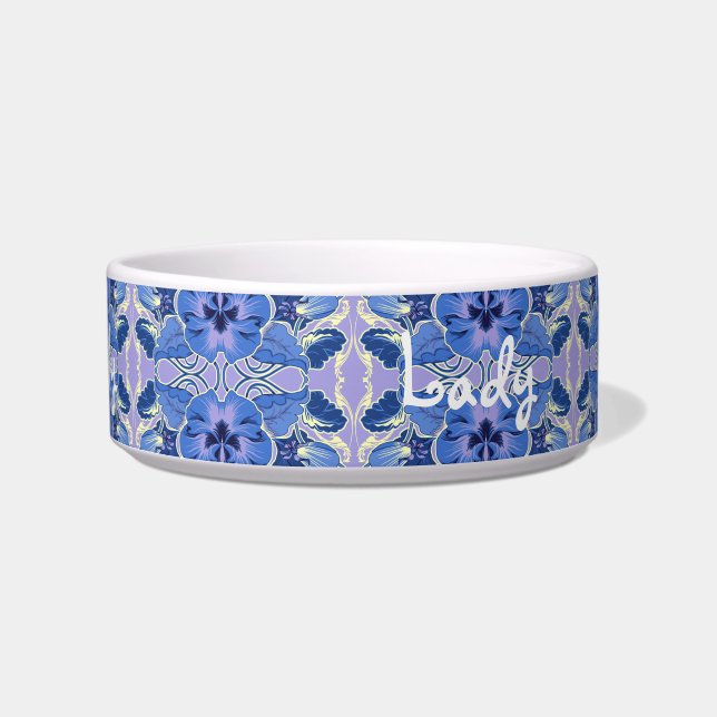 Vintage Blue Pansy Personalised  Bowl (Front)