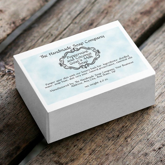 Vintage Blue Parchment Waterproof Soap Box Label (Creator Uploaded)