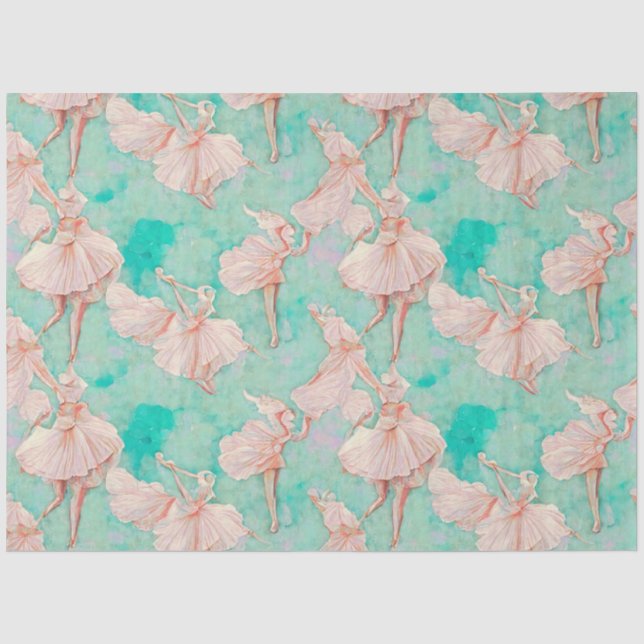 Vintage Blue Pastels Tiny Dancer Print  Tissue Paper (Front)