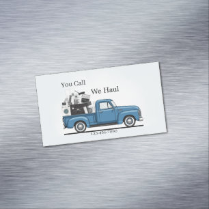 Vintage Blue Pickup Junk Removal Business Card