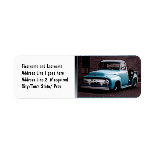 Vintage Blue Pickup Truck Return Address Label