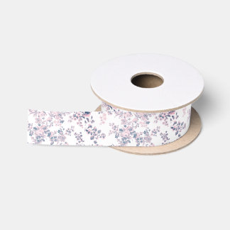 Vintage blue pink bohemian elegant floral satin ribbon