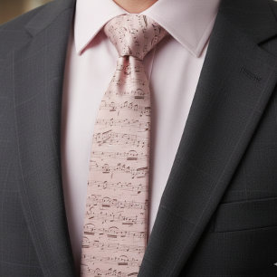 Vintage Blue Pink Musical Notes Music Lover Tie