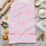 Vintage blue pink toile de jouy printed tea towel<br><div class="desc">Vintage blue pink de jouy printed kitchen towel. This toile de jouy vintage kitchen towel is inspired by the exquisite designs of french countryside scenes. The beautiful, classy, sophisticated Toile prints are an all time rage at the moment, The designs are classic and romantic with stylish colours. The perfect gift...</div>