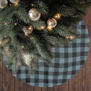 Vintage Blue Plaid Brushed Polyester Tree Skirt