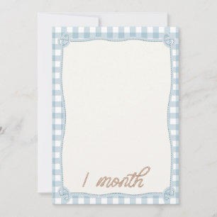 Vintage Blue Plaid Rodeo 1st Month Monthly Card