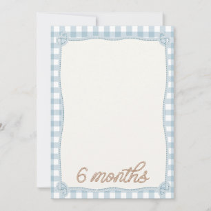 Vintage Blue Plaid Rodeo 6th Month Monthly Card