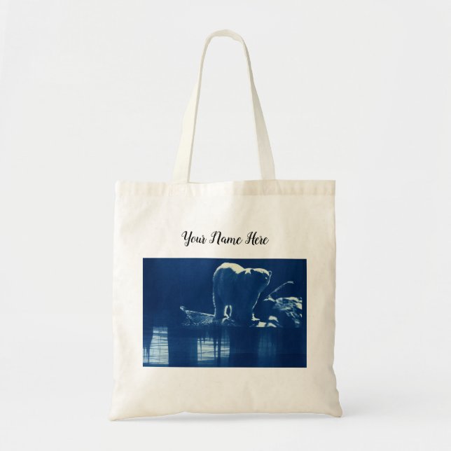 Vintage Blue Polar Bear Photography Tote Bag (Front)