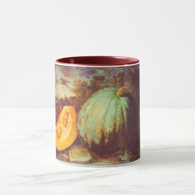 Vintage blue pumpkin heirloom fall painting mug (Center)