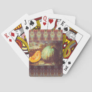 Vintage blue pumpkin heirloom fall painting playing cards