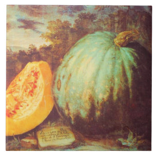 Vintage blue pumpkin heirloom fall renaissance tile