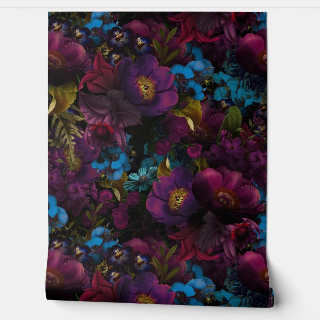 Vintage Blue  Purple Summer Night Romanticism Wall (Unrolling)
