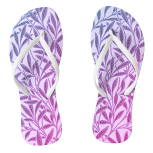 Vintage Blue Purple Willow Leaves Botanical Flip Flops