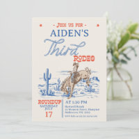 Vintage Blue Red Bronco 3rd Rodeo 3rd Birthday