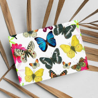 Vintage Blue Red Yellow Colourful Butterflies