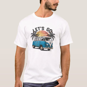 Vintage Blue Retro Van Sunset Graphic Design T-Shirt