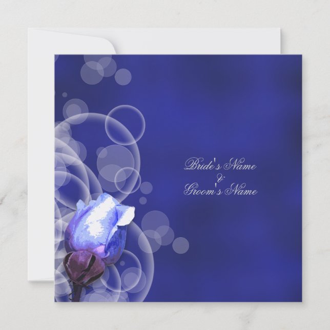 vintage blue rose antique fantasy wedding invitation (Front)