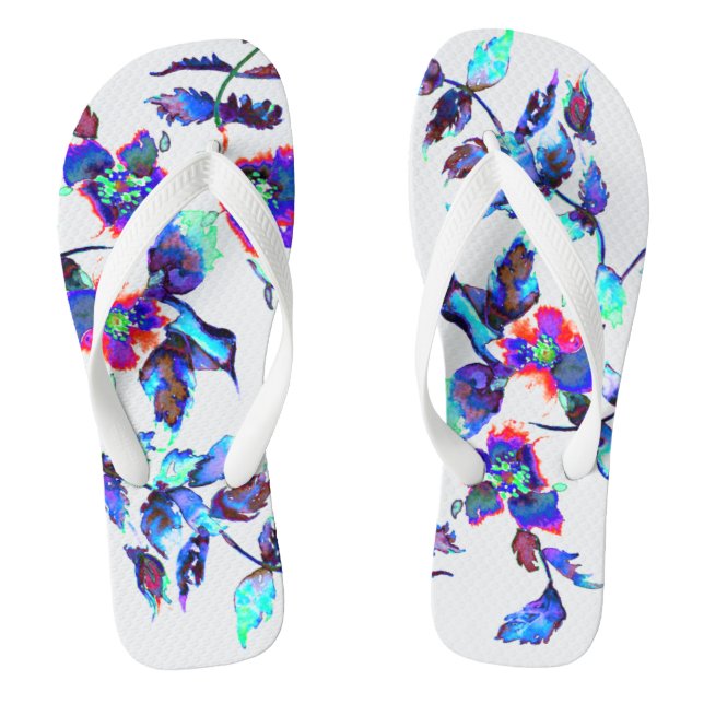 Vintage blue Rose Flip Flops (Footbed)