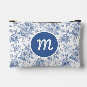 Vintage Blue Rose Floral Pattern Accessory Pouch