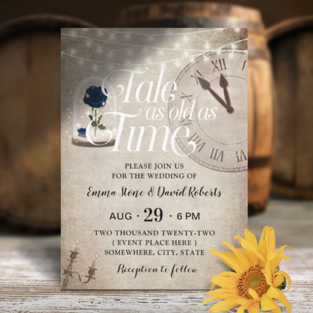 Vintage Blue Rose Flower Dome Fairytale Wedding Invitation (Creator Uploaded)