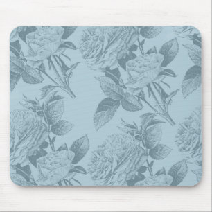 Vintage Blue Roses Mouse Mat