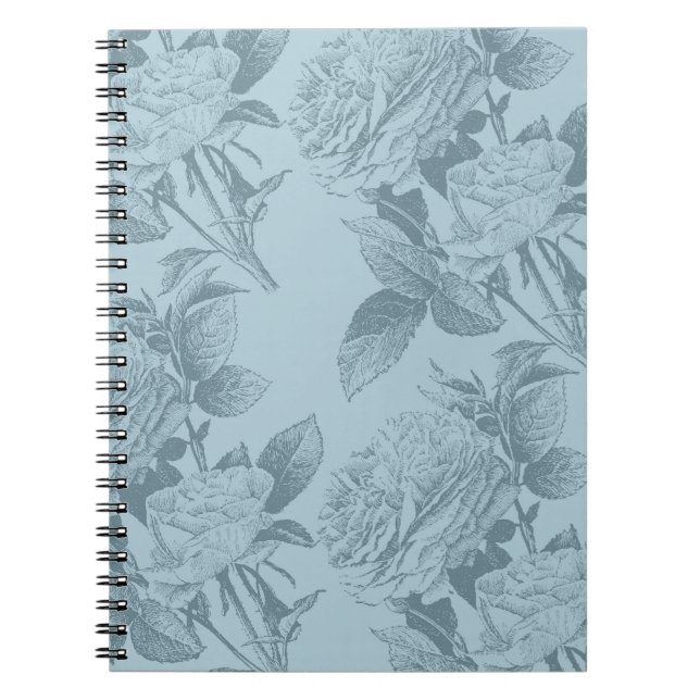 Vintage Blue Roses Notebook (Front)