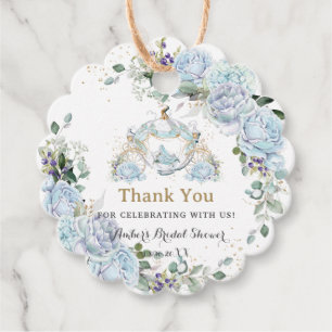 Vintage Blue Roses Princess Coach Bridal Shower Favour Tags