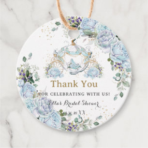 Vintage Blue Roses Princess Coach Bridal Shower Favour Tags