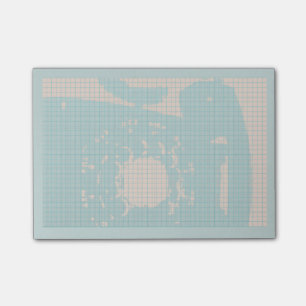 Vintage blue rotary phone post it with grid post-it notes