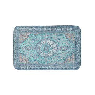 Vintage Blue Rug Pattern Bath Mat