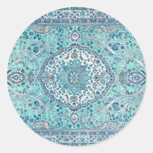 Vintage Blue Rug Pattern Classic Round Sticker