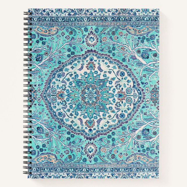 Vintage Blue Rug Pattern Notebook (Front)