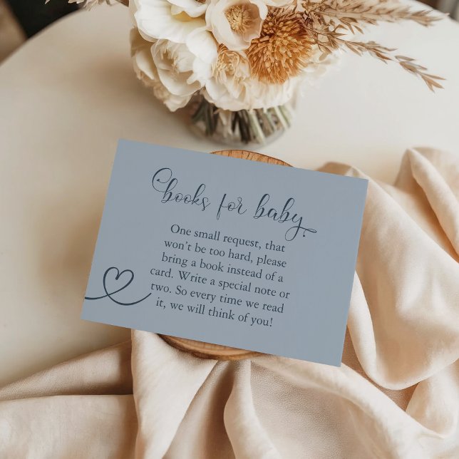 Vintage Blue Script Books for Baby Request Card (Creator Uploaded)