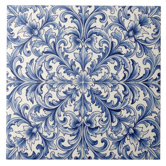 vintage blue scroll tile (Front)