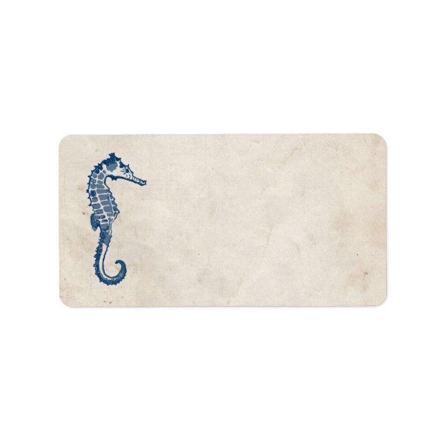 Vintage Blue Sea Horse Beach Address Label (Front)