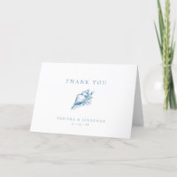 Vintage Blue Seashell Wedding Thank You