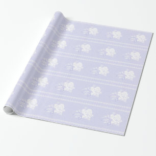 Vintage blue serenity white rose wedding wrapping paper