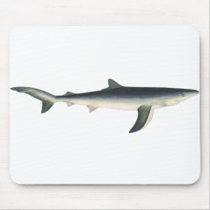 Vintage Blue Shark, Aquatic Ocean Marine Life Mouse Mat