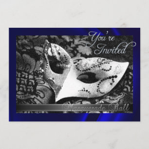 Vintage Blue Silk Masquerade Ball Invitation