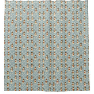 Vintage blue snowman and snowflakes Christmas Shower Curtain