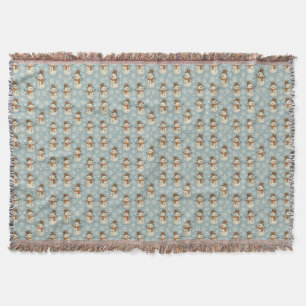 Vintage blue snowman and snowflakes Christmas Throw Blanket