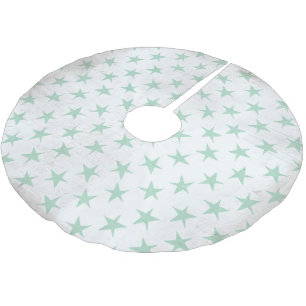 Vintage Blue Stars on White Holiday Tree Skirt