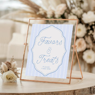 Vintage Blue Stripe Favours and Treats Sign