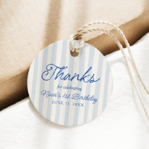 Vintage Blue Stripe Lobster 1st Birthday Favour Tags
