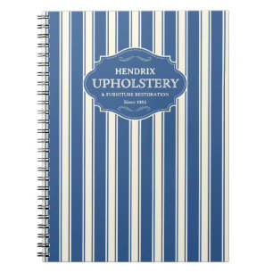 Vintage Blue Stripes Custom Logo Notebook
