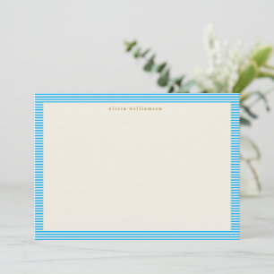 Vintage Blue Stripes Personalized Name Christmas Thank You Card