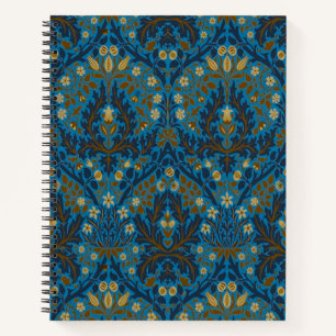 Vintage Blue Teal William Morris Autumn Flowers Notebook