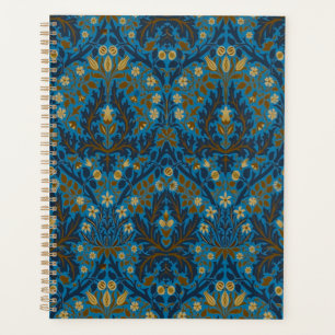 Vintage Blue Teal William Morris Autumn Flowers Planner