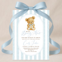 Vintage Blue Teddy Bear Boy Baby Shower