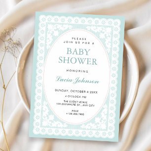 Vintage blue Toile baby shower Invitation